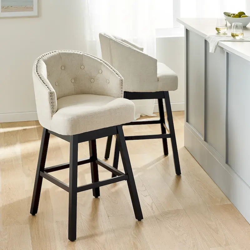 Set of 2 Ogden Beige Swivel Bar Stools by Christopher Knight Home