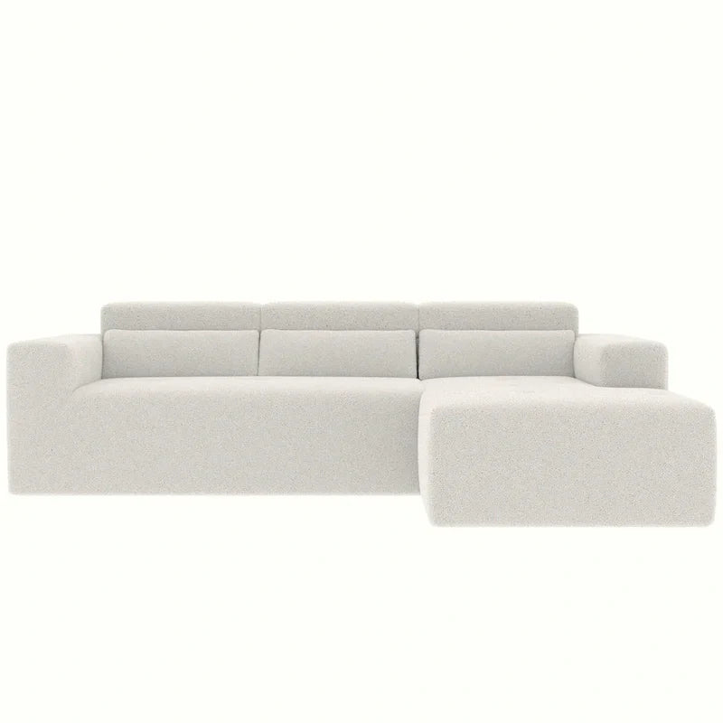 L Shaped Sectional Sofa with Upholstered Cushions and Modular Design