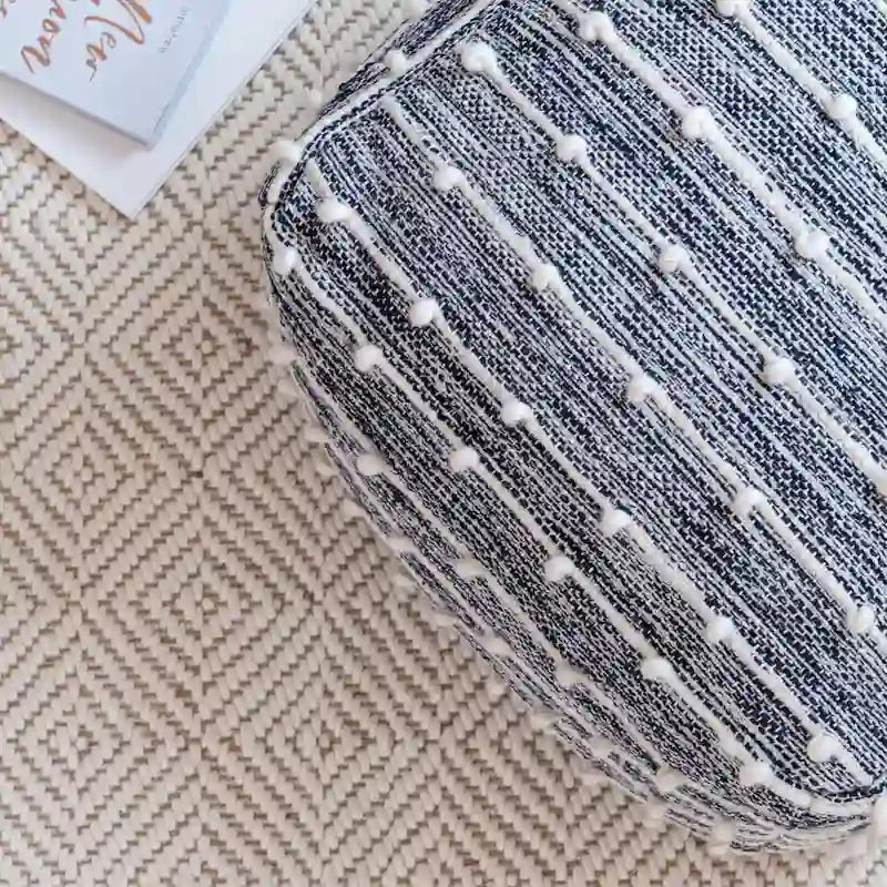 Handmade 22-Inch Square Pouf Ottoman by Jani Surin - Versatile Footrest for Living Room, Bedroom, Nursery, and Kids' Room