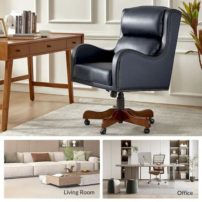 HULALA HOME Pete Adjustable Height Faux Leather Swivel Executive Chair with Tilt Mechanism
