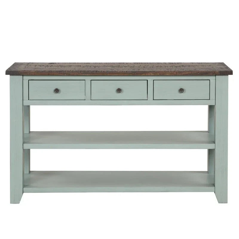 Wood Console Table with 3 Storage Drawers and 2 Shelves