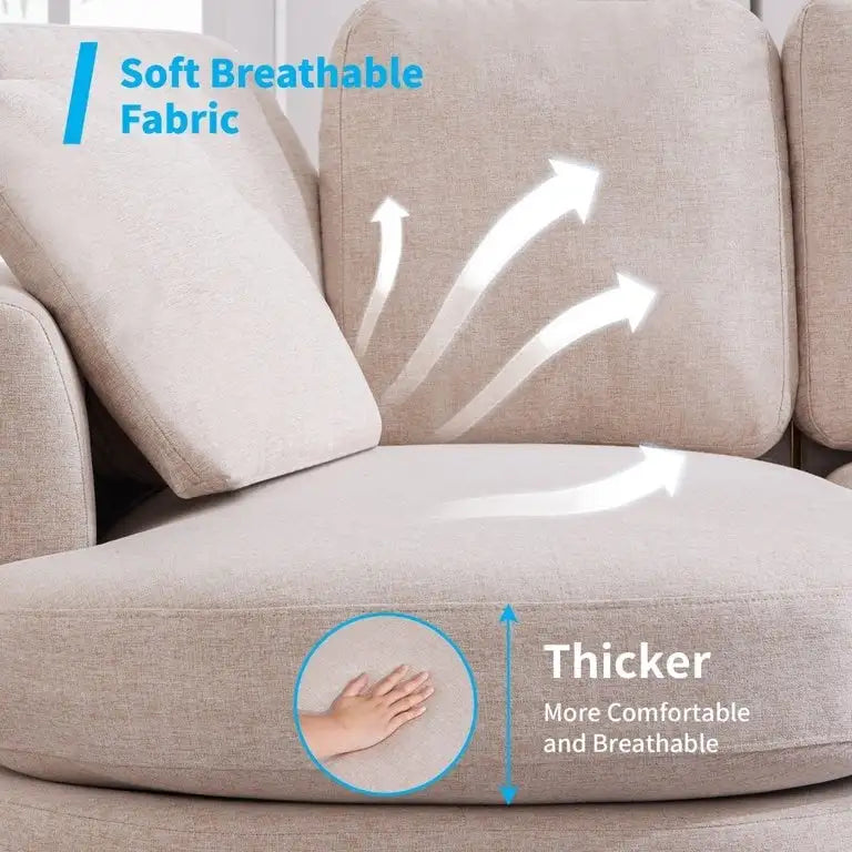 L Shape Sectional Sofa with Chaise and Cushioned Seating
