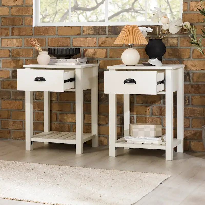 Set of 2 Middlebrook Farmhouse Nightstands with One Drawer