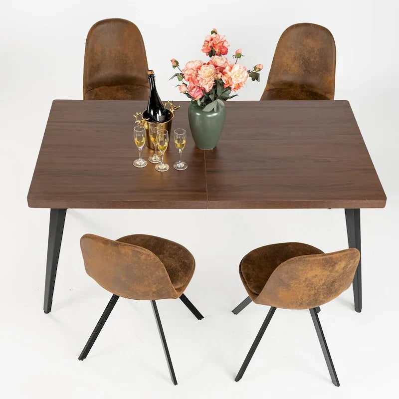 HomyLin 63-Inch Rectangular Dining Table for 4-6 People with Wooden Top and Metal Legs