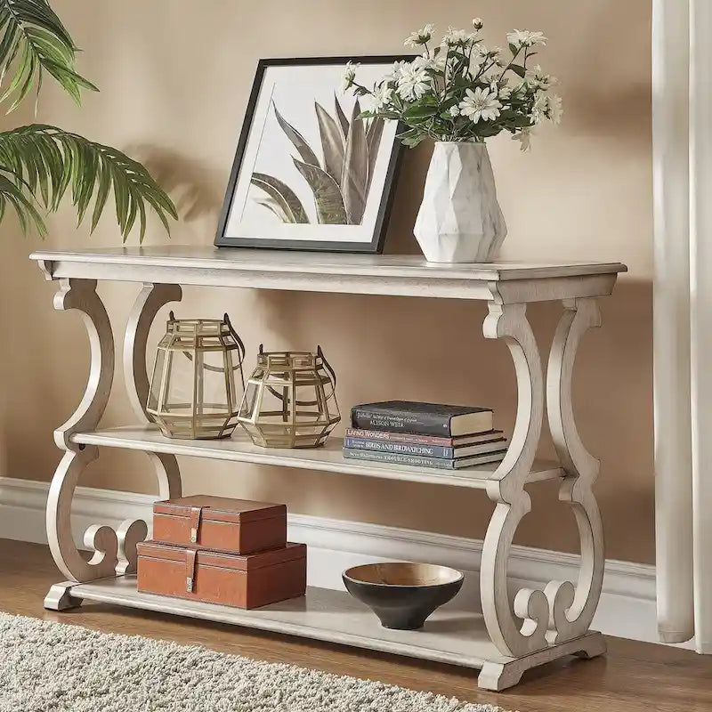 Lorraine Wooden Scroll TV Stand and Sofa Table by iNSPIRE Q Classic