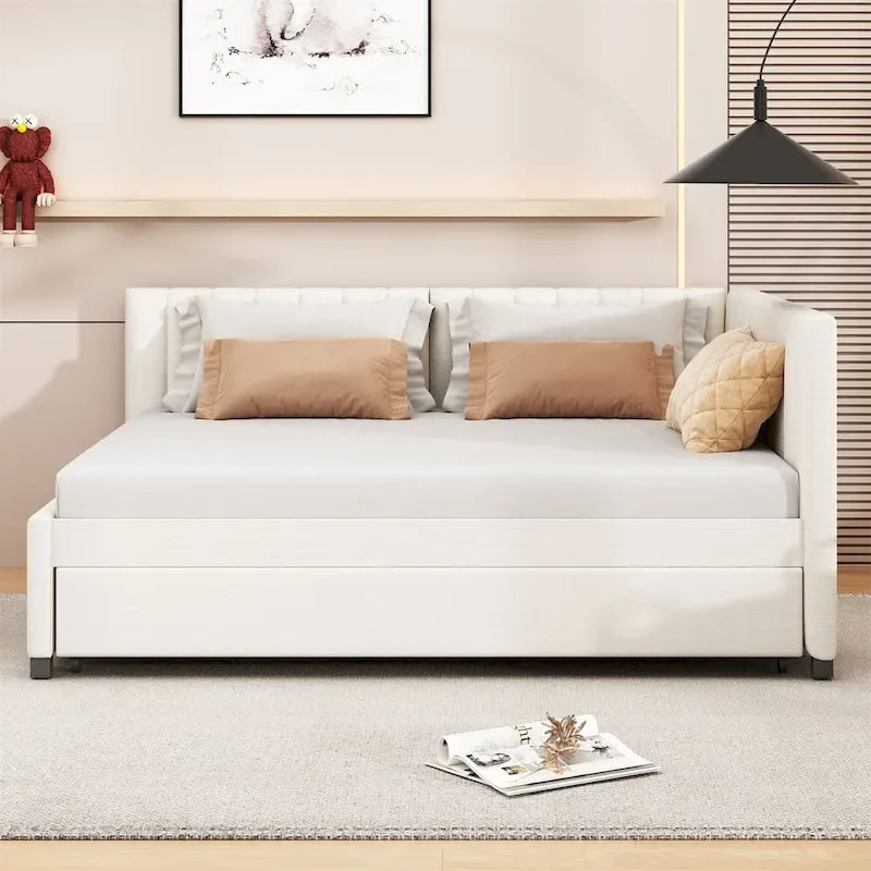 Merax Upholstered Full-Size Daybed with Trundle Feature