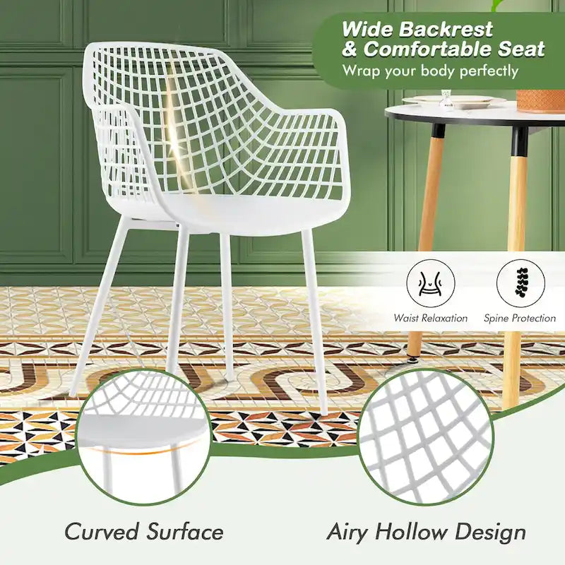 Set of 4 Modern Plastic Shell Dining Chairs with Metal Legs by Costway