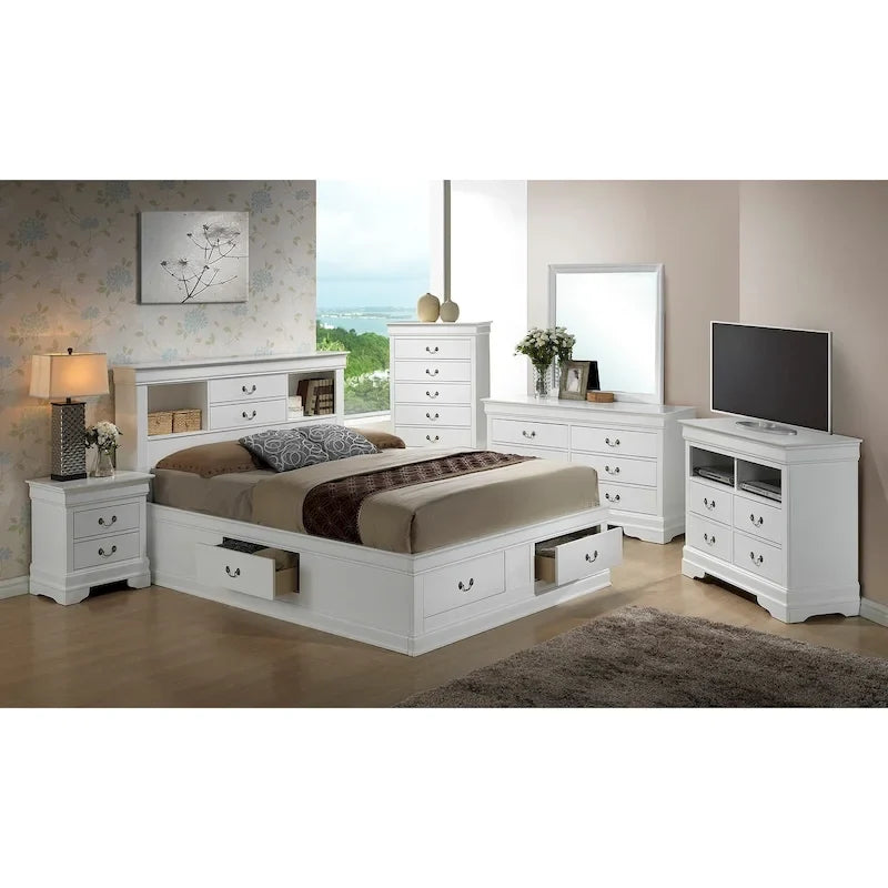 Louis Philippe Queen Platform Bed with Storage