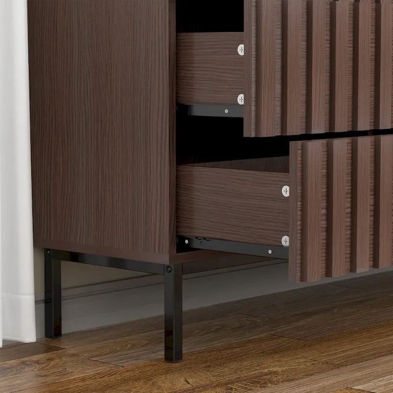 Mid-Century Modern Nightstand with 2 Drawers and Storage - Stylish Bedside Accent Table