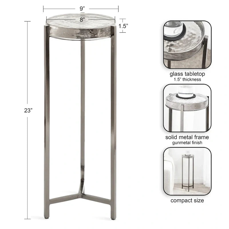 Kate and Laurel Aguilar Glamorous Drink Table - 9x9x23 Inches