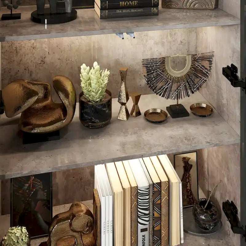 Glass-Door Display Storage Cabinet with LED Lighting