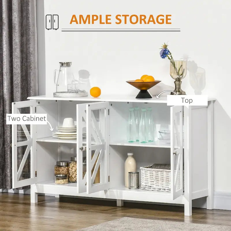 HOMCOM Kitchen Sideboard Buffet Cabinet with Adjustable Shelves for Versatile Storage