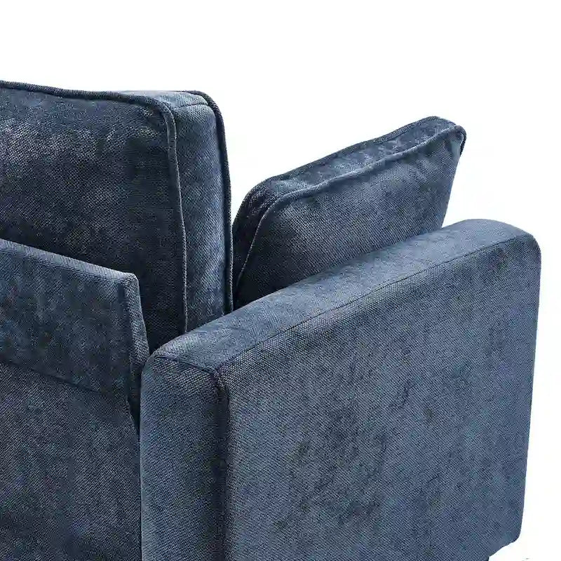 LUE BONA 81 Contemporary Corduroy 3-Seater Sofa - Upholstered Polyester Rectangle Design with Wooden Base for Living Room