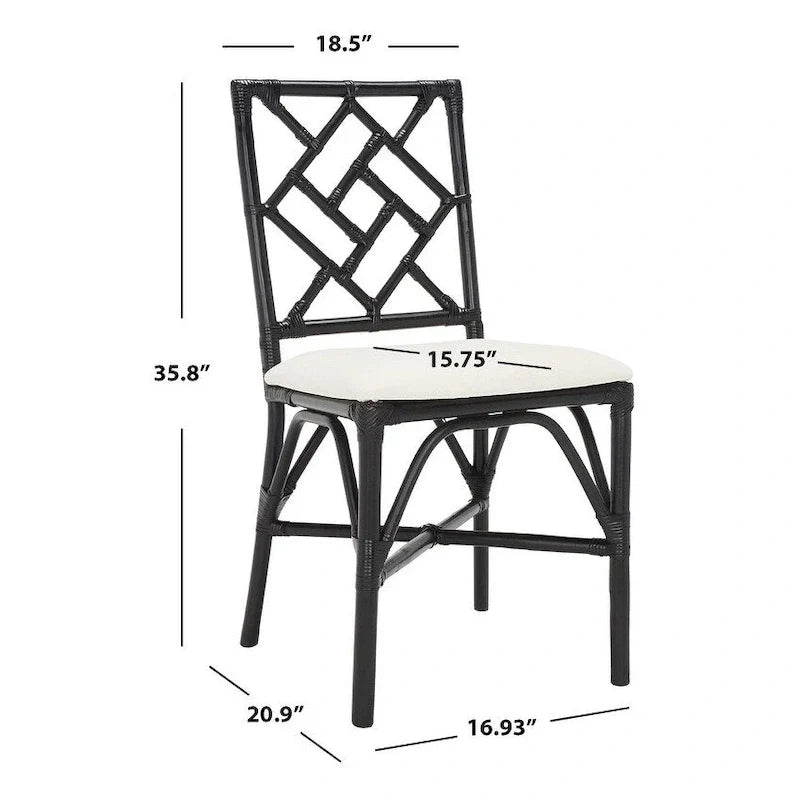 Set of 2 SAFAVIEH Maye Rattan Accent Chairs with Cushions - Dimensions: 18.5" W x 20.9" L x 35.8" H