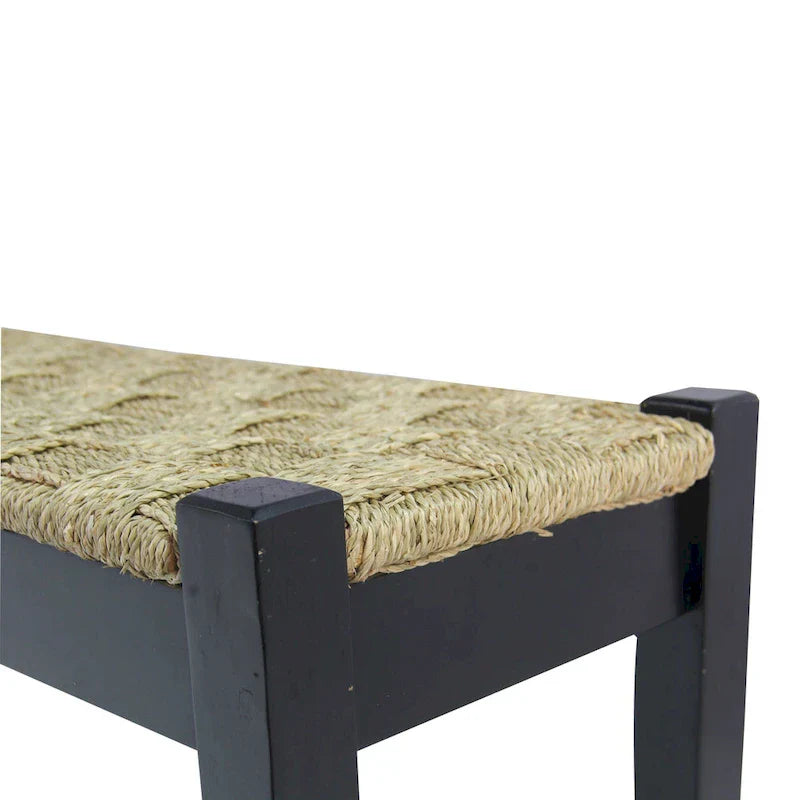 M4H Shambles Solid Wood Indoor Bench with Natural Seagrass