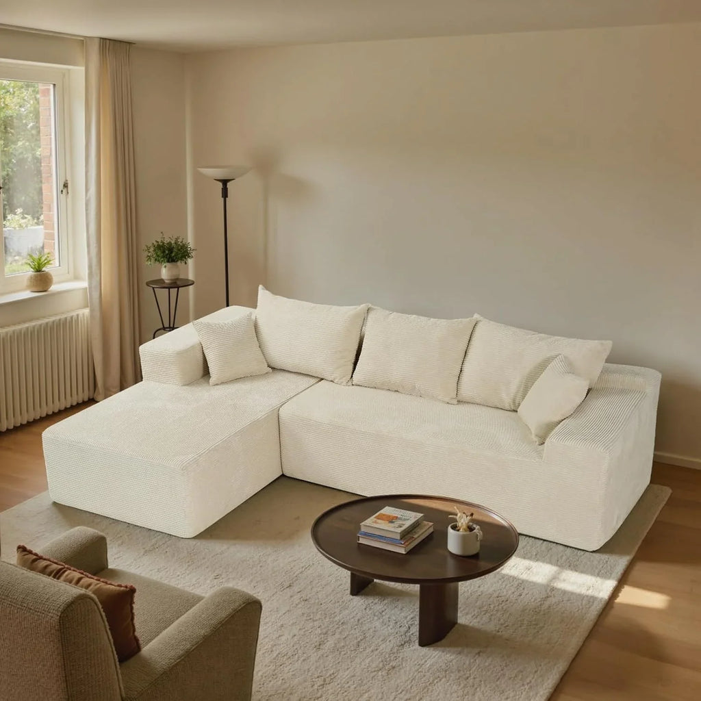 Cloud Sectional Couch with L-Shape Chaise,Modern Modular Sofa with Deep Seat, Upholstered Couches for Living Room Bedroom,No Assembly Required, Beige (Left Facing Chaise)