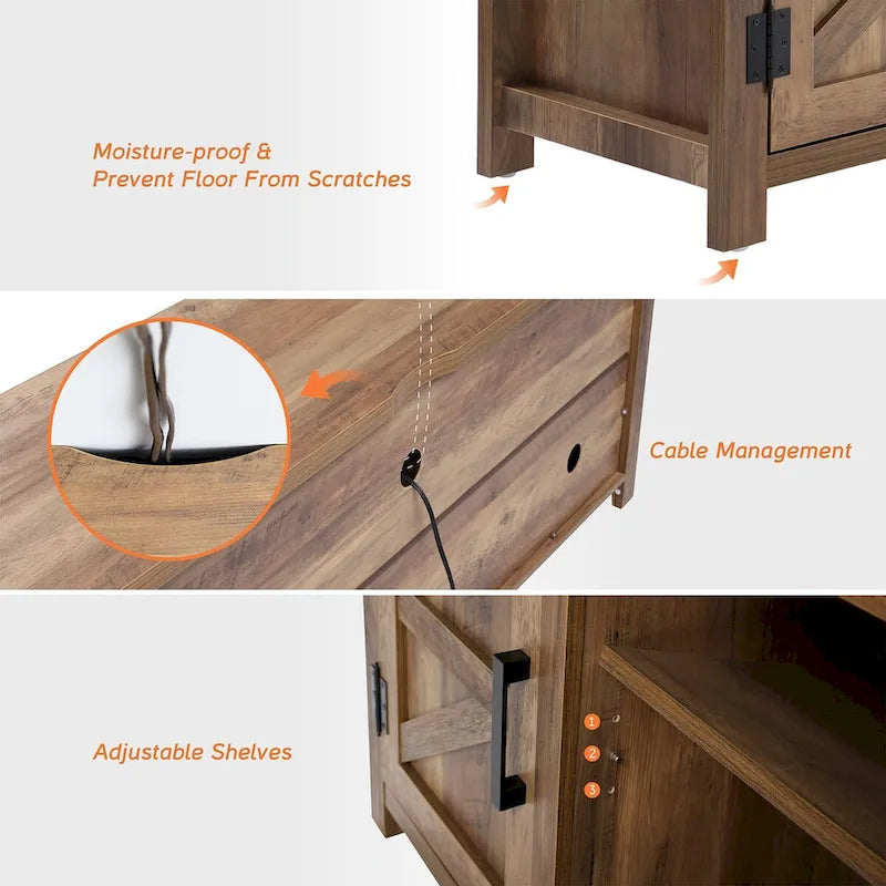 Rustic Farmhouse Barndoor TV Stand - Entertainment Center for TVs up to 70 Inches