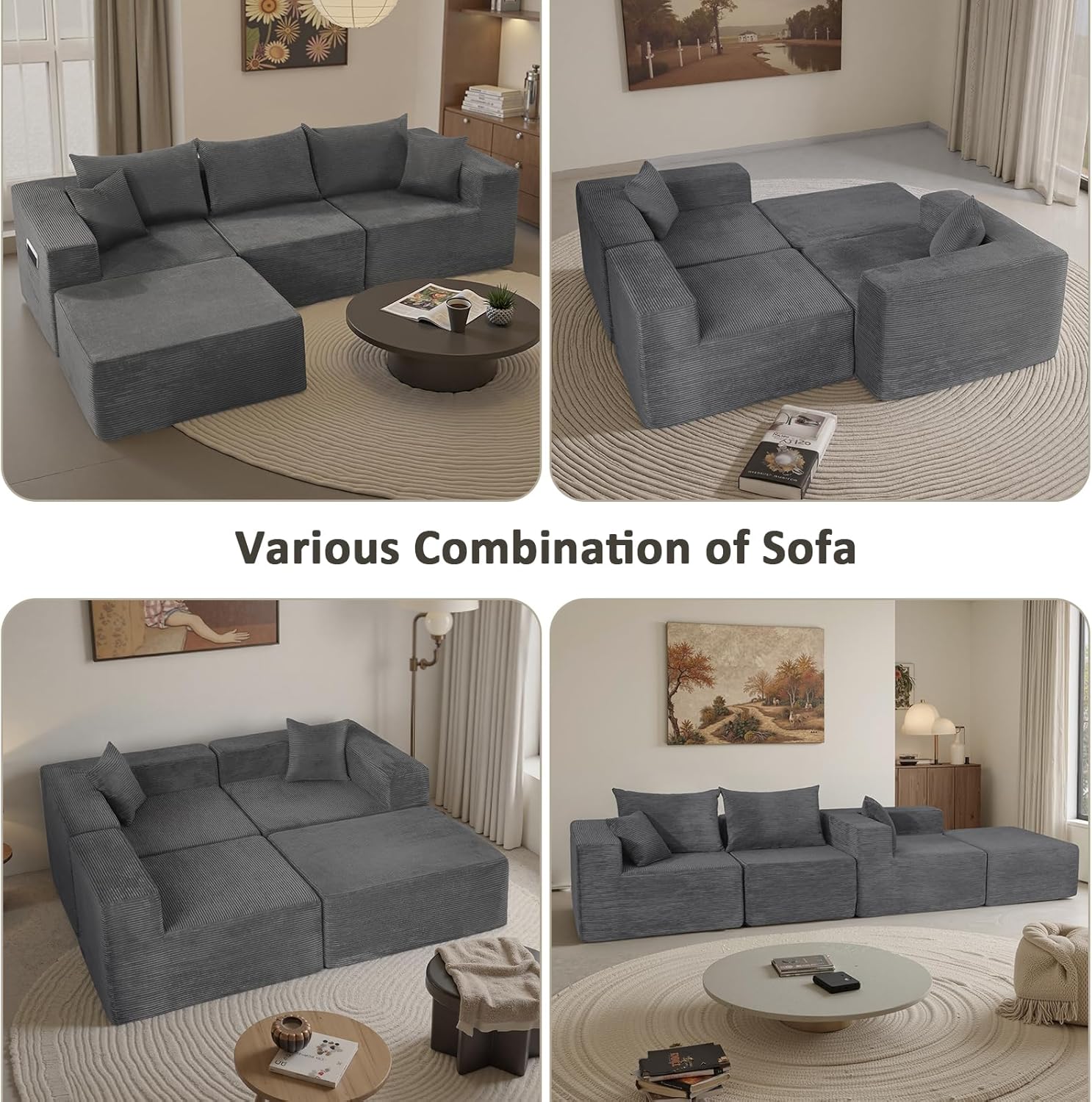 Cloud Sectional Couch with L-Shape Chaise,Modern Modular Sofa with Deep Seat, Upholstered Couches for Living Room Bedroom,No Assembly Required, Beige (Left Facing Chaise)