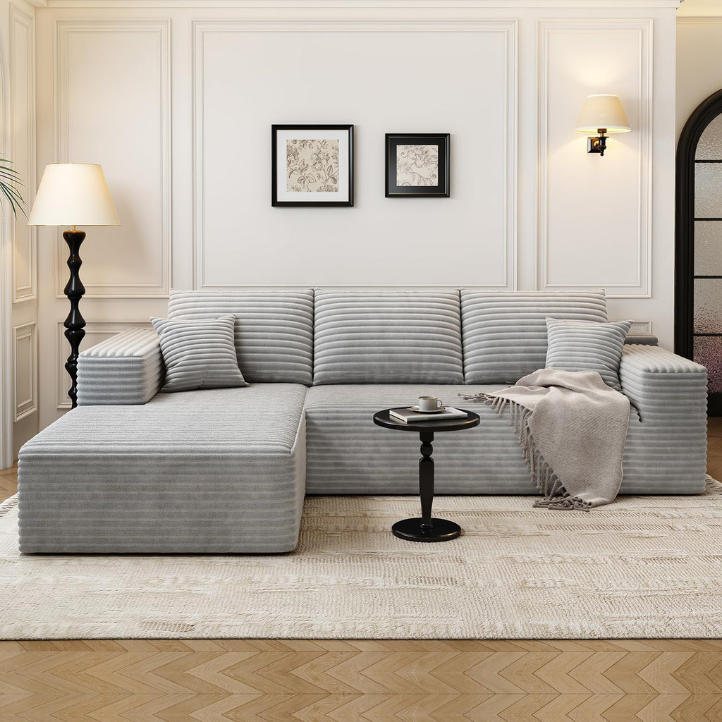 107.5" Cloud Modular Sectional Sofa Couch with L-Shape Chaise,Modern Minimalist Upholstered Couches for Living Room Bedroom,Deep Seat Corner Couch .No Assembly Required (Black,Left Facing Chaise)