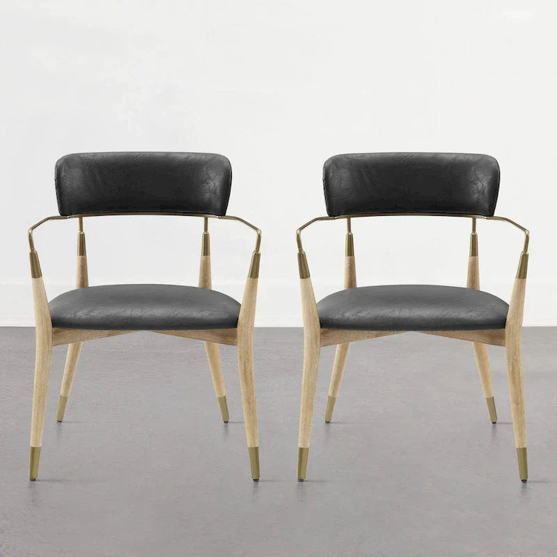 Set of 2 Mid-Century Solid Wood Accent Dining Chairs by Art Leon