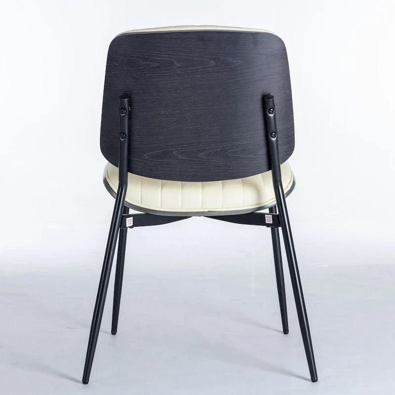 Set of 2 Retro Linen Dining Chairs with Bentwood Backs and Metal Legs