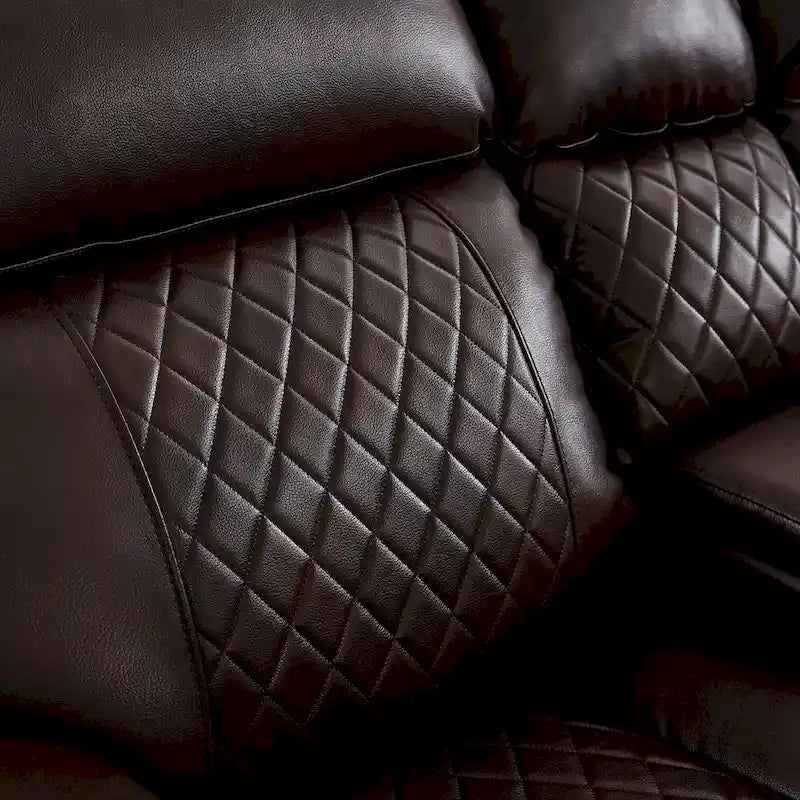 Mid-Century Modern Faux Leather Reclining Sectional Sofa