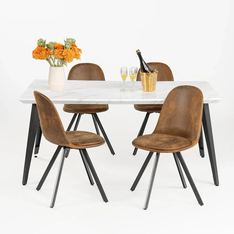 HomyLin 63-Inch Rectangular Dining Table for 4-6 People with Wooden Top and Metal Legs