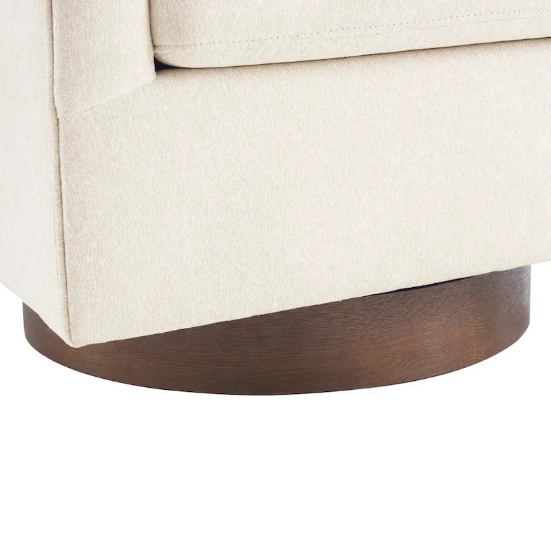LUE BONA Contemporary Upholstered Wooden Barrel Swivel Accent Chair for Living Room