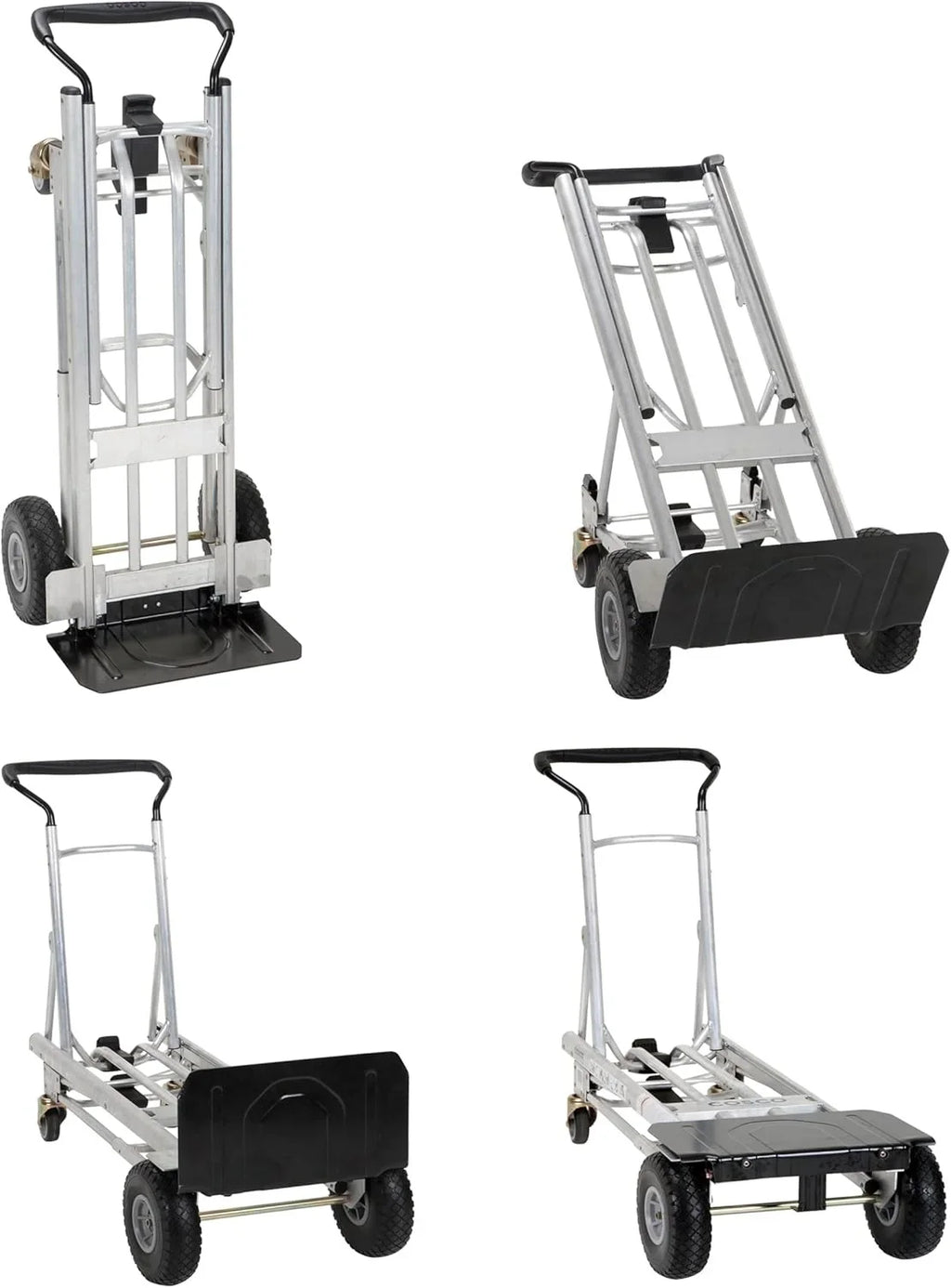 4-in-1 folding hand truck with puncture-proof wheels