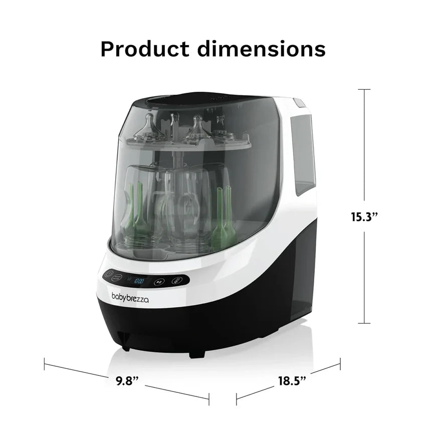 Baby Bottle Washer Pro - Baby Bottle Washer, Sterilizer + Dryer - All in One Machine Cleans Bottles, Pump Parts, & Sippy Cups - Replaces Hand Washing, Bottle Brushes and Drying Racks-Brezza