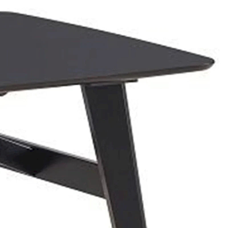 Iora 71-Inch Industrial Dining Table with Rounded Corners in Black Wood
