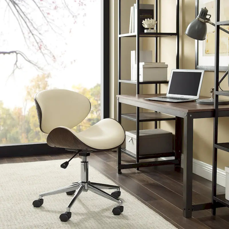Mid-Century Modern Adjustable Office Chair with Swivel & Casters