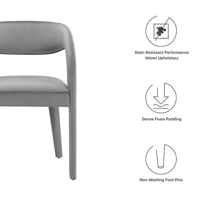Set of 2 Modern Velvet Dining Chairs Curved Back Upholstered Accent Chairs