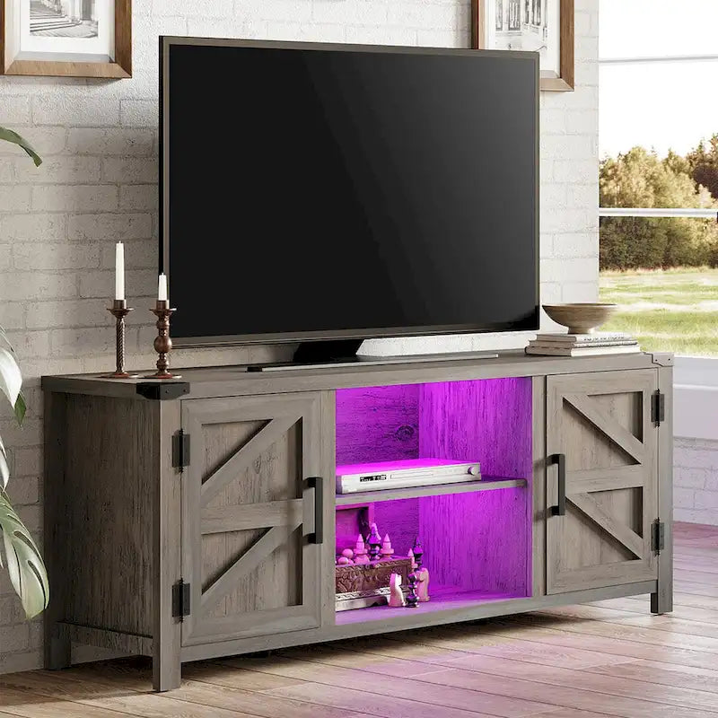 Rustic Farmhouse Barndoor TV Stand - Entertainment Center for TVs up to 70 Inches