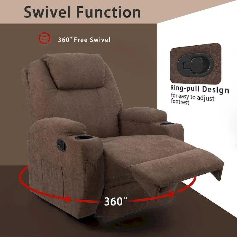 Homall Swivel Fabric Massage Recliner Chair for Living Room