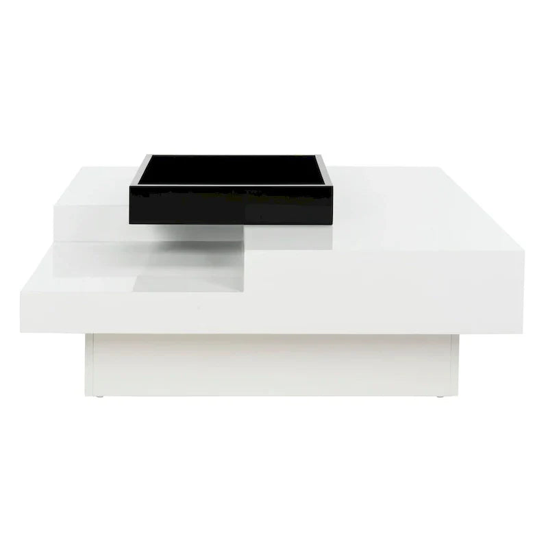 SAFAVIEH Phylis White and Black Coffee Table - Dimensions: 35.4" x 35.4" x 11.8"