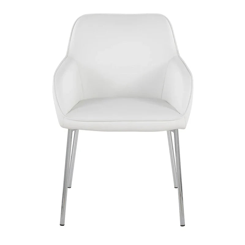 Set of 2 Silver Orchid Galotti Chrome Upholstered Dining Chairs