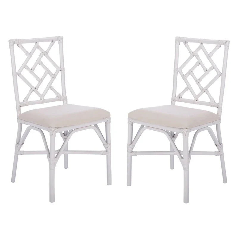 Set of 2 SAFAVIEH Maye Rattan Accent Chairs with Cushions - Dimensions: 18.5" W x 20.9" L x 35.8" H