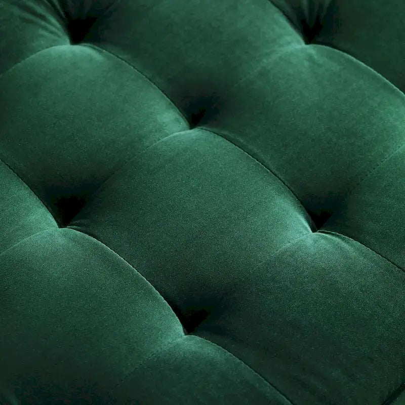 Mid Century Velvet Sofa with Tufted Back and Wooden Legs