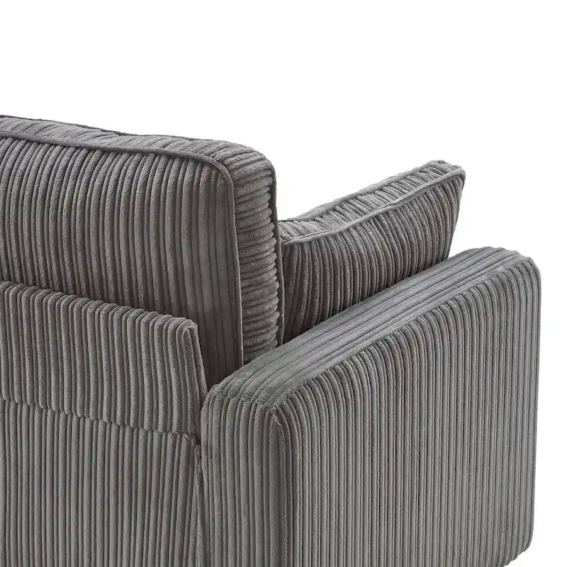LUE BONA 81 Contemporary Corduroy 3-Seater Sofa - Upholstered Polyester Rectangle Design with Wooden Base for Living Room