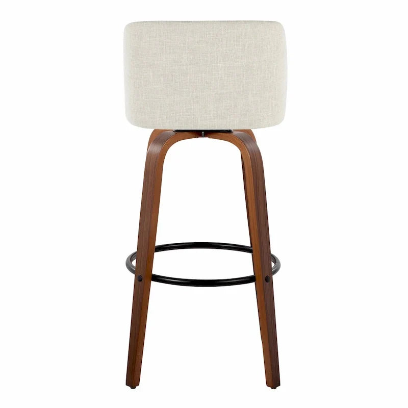 Set of 2 Carson Carrington Vallberga 30-Inch Fixed-Height Bar Stools with Walnut Wood Base