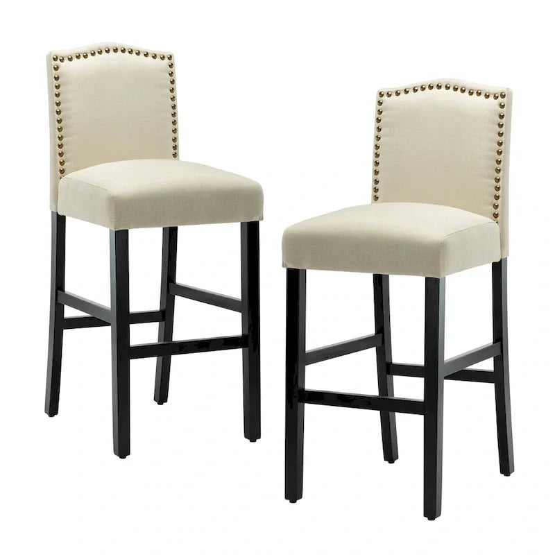 Set of 2 Upholstered 28-Inch Barstools - Stylish Pub Chairs