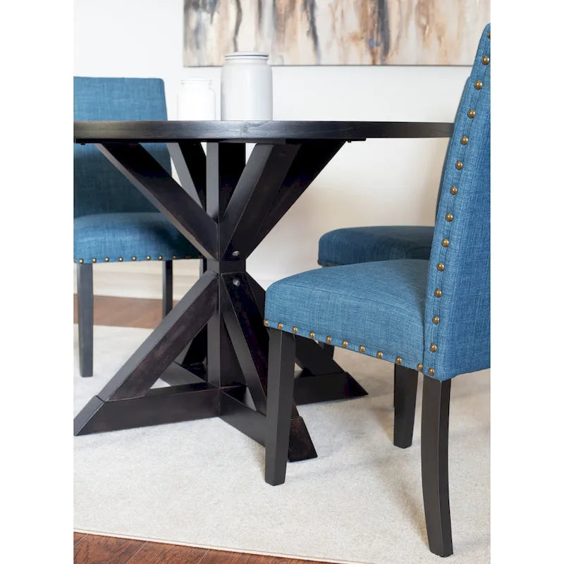 Roundhill Furniture Mytzi 5-Piece Dining Set: Cross-Buck Table with 4 Elegant Chairs