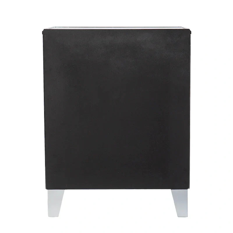 SEI Furniture Churchill Mid-Century Modern Mirrored Side Table with Storage Compartment
