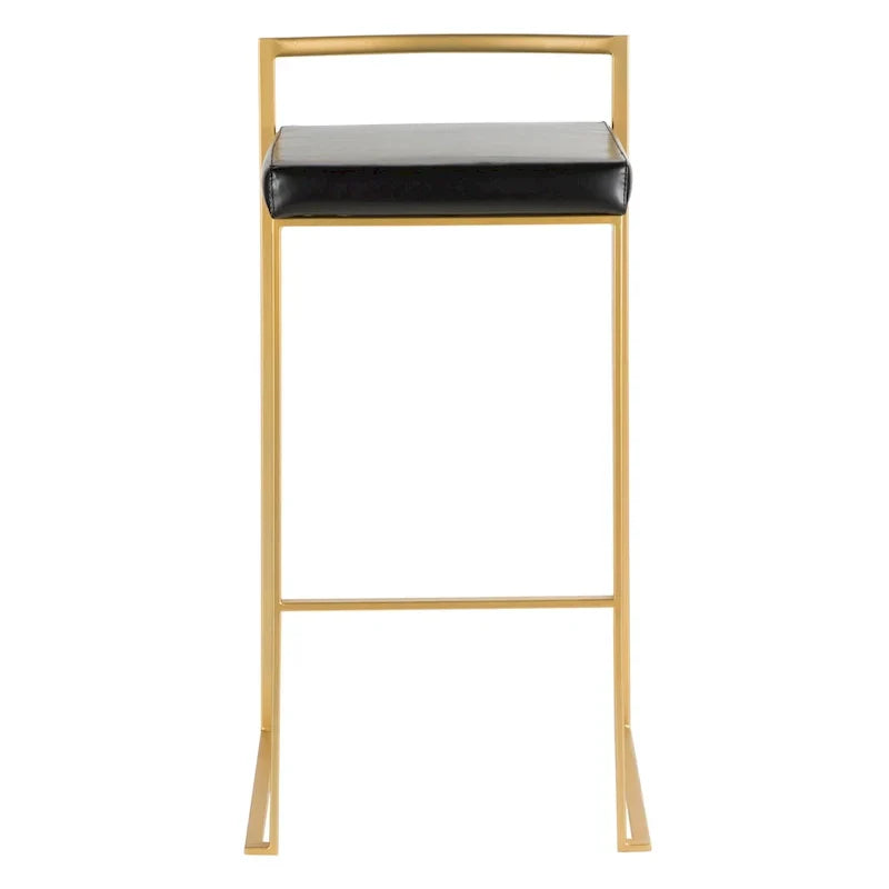 Set of 2 Stackable Gold Bar Stools with Silver Orchid Forest Finish