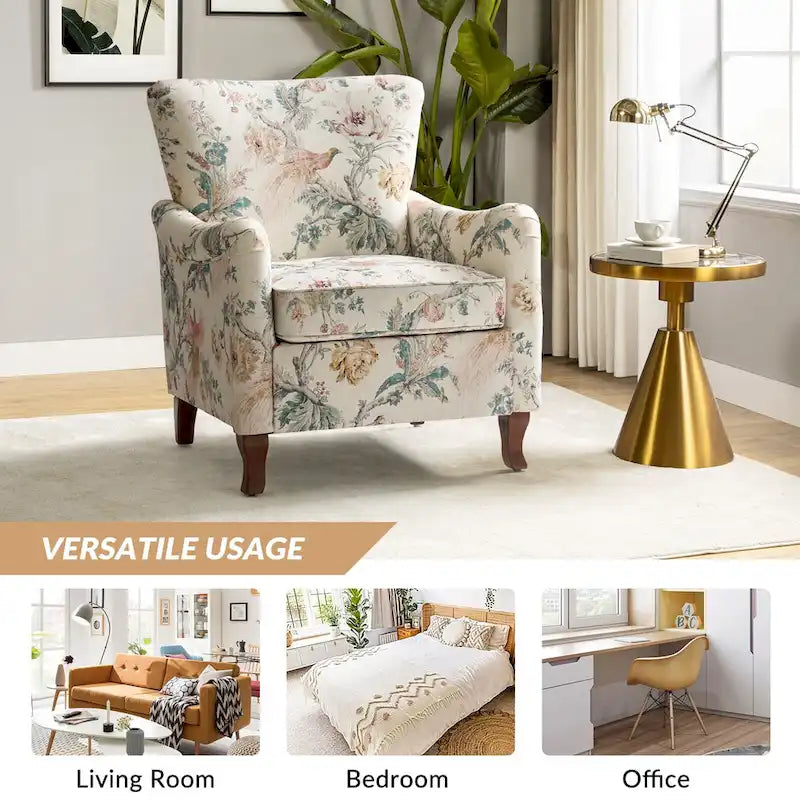 Set of 2 Samouel Contemporary Floral Wingback Armchairs by HULALA HOME
