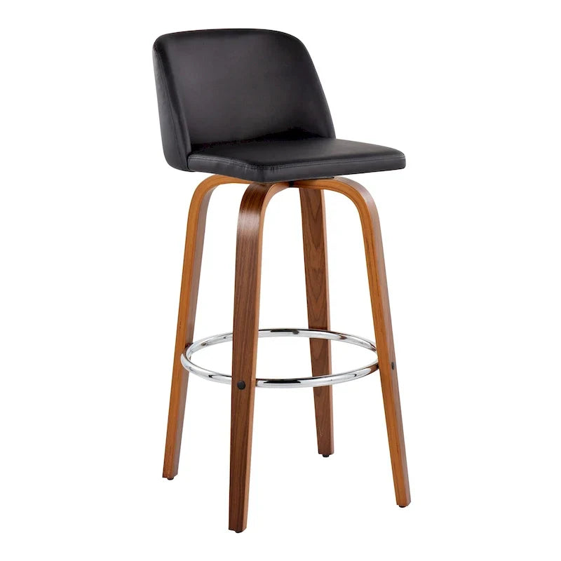 Set of 2 Carson Carrington Vallberga 30-Inch Fixed-Height Bar Stools with Walnut Wood Base
