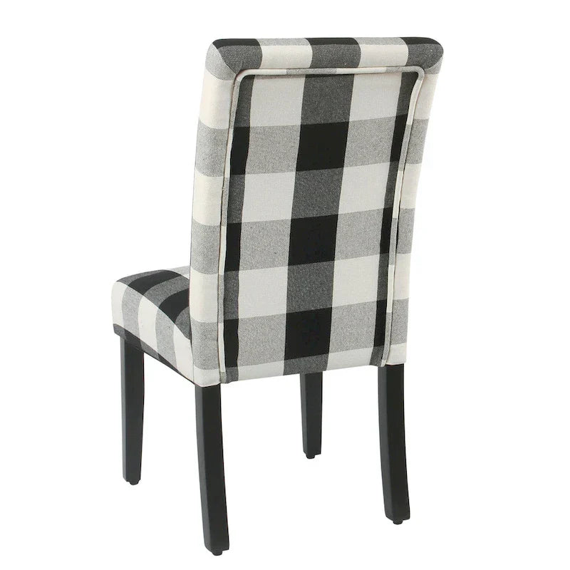 Set of 2 HomePop Black Plaid Parsons Dining Chairs