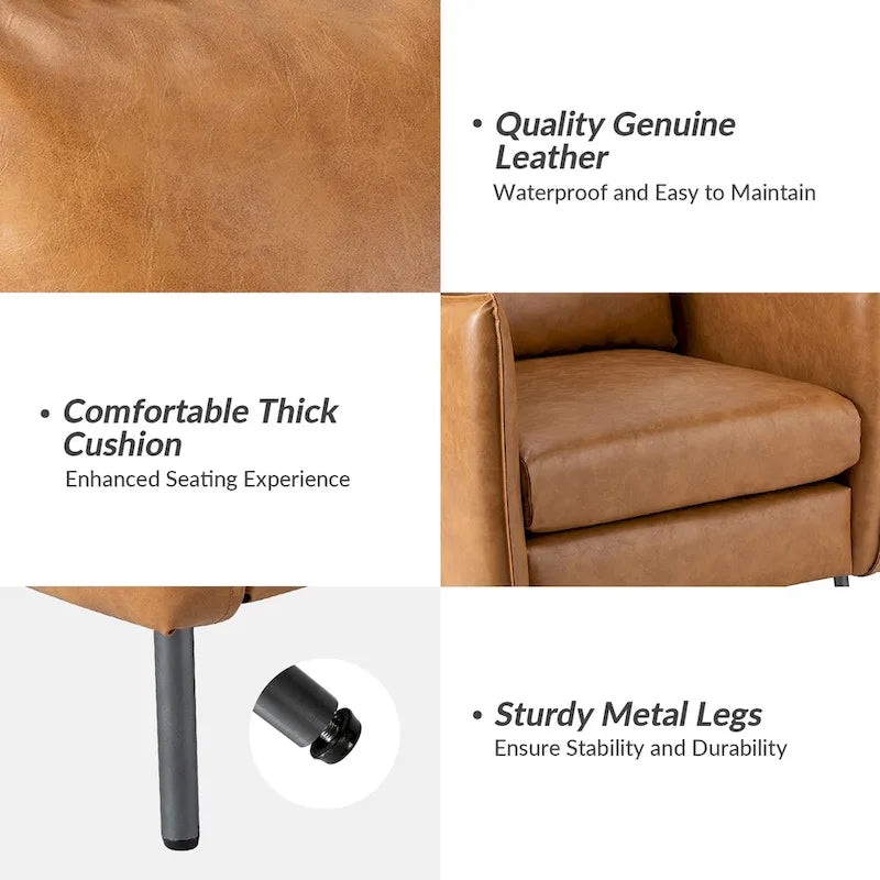 Set of 2 Jaime Modern Vegan Leather Accent Chairs with Metal Legs by HULALA HOME