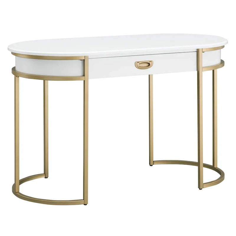 Leick Home Modern Oval Desk with Metal Legs